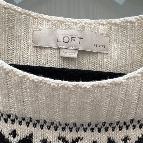 SP LOFT Black and White Snowflake Sweater with Sequin Detail on Front - Picture 2 of 4